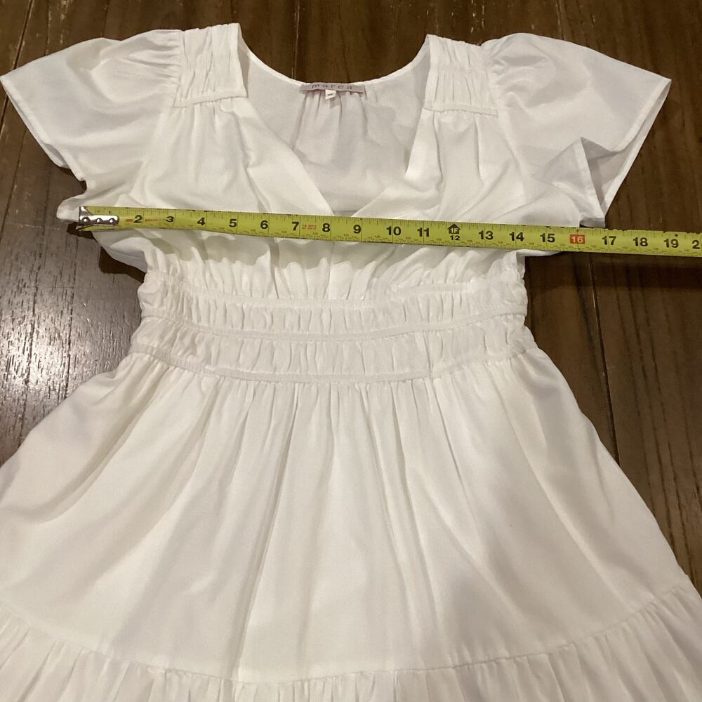 Marea by liz joy white Flutter mini Dress short sleeve 100% cotton  extra small - Picture 7 of 8